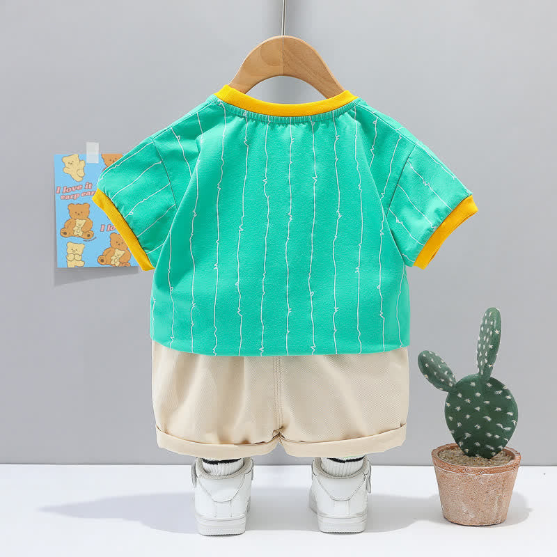 Baby Toddler Rainbow Striped Tee and Shorts Set