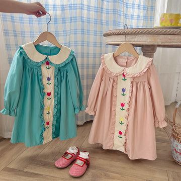 Toddler Girl Tulip Embroidereed Dress
