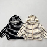 Toddler Striped Zipper Hooded Coat
