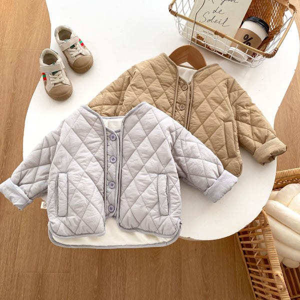 Baby Toddler Casual Solid Color Quilted Coat