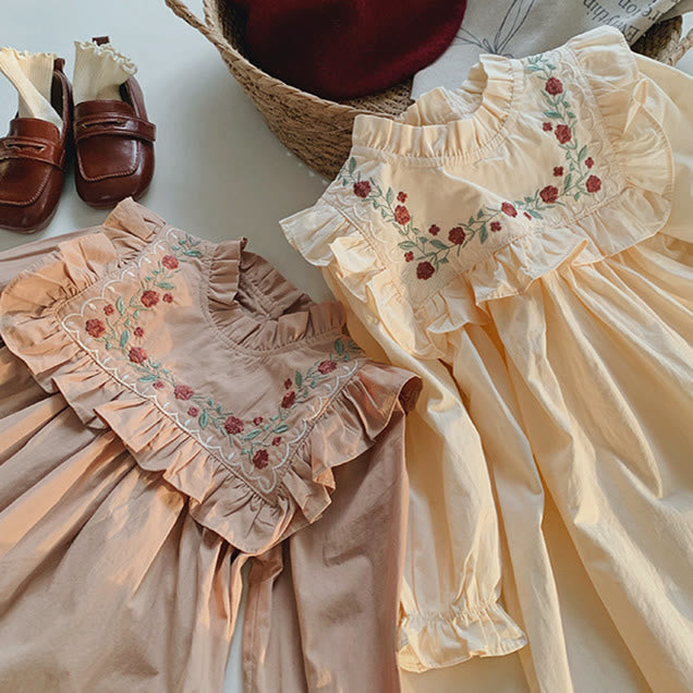 Toddler Girl Stringy Selvedge Retro Style Floral Dress