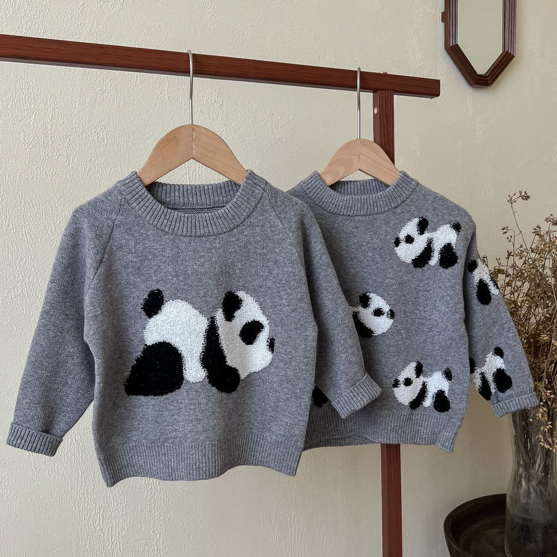 Toddler Lazy Panda Grey Cute Knitted Sweater