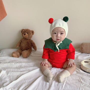 Baby Christmas Trees Bodysuit with Bonnet