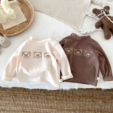 Baby Toddler High Collar Three Bear Warm T-shirt