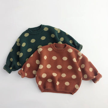 Toddler Knitted Dots Retro Style Sweater