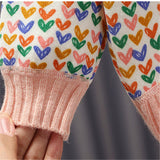 Toddler Girl Multicolor Heart Knitted Sweater