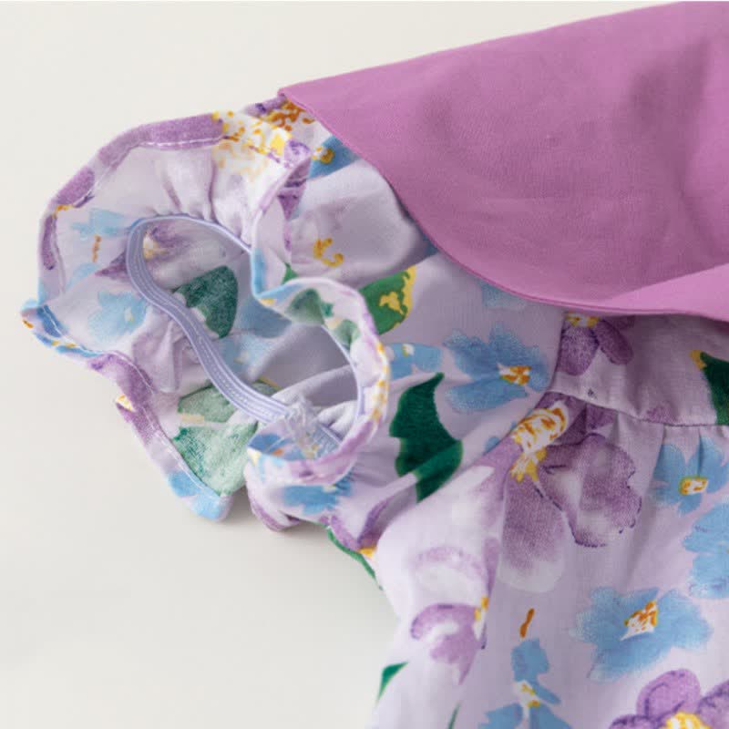 Toddler Girl Bowknot Lapel Collar Flower Dress