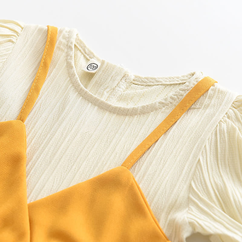 Toddler Girl Bowknot Splicing Dress