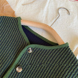 Toddler Pocket Striped Round Neck Cardigan