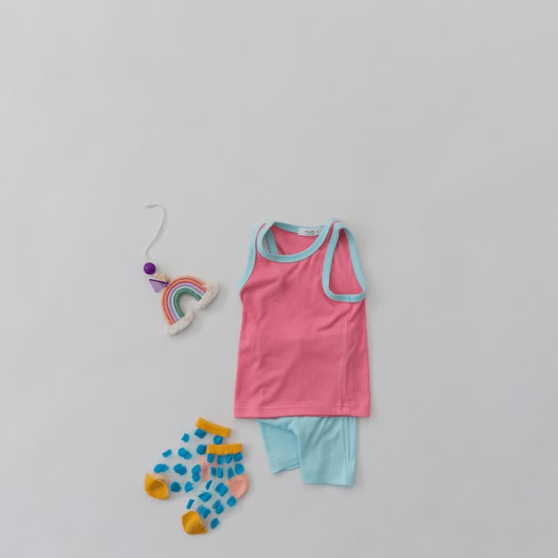 Baby Toddler Color Block Tank Top and Shorts Set