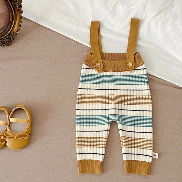 Baby Knitted Striped Overalls