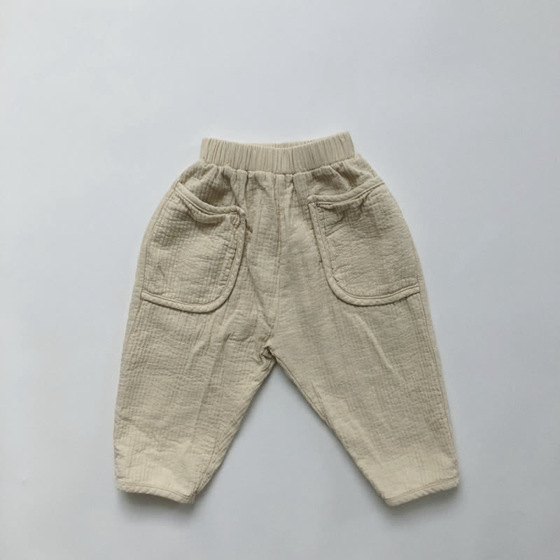 Toddler Boy Retro Solid Color Pocket Casual Pants