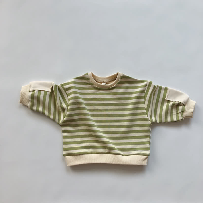 Toddler Boy Striped Crew Neck Casual Sweatshirt