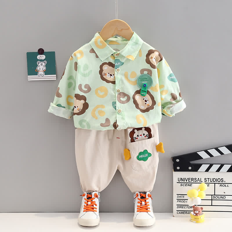 HELLO Baby Toddler Lion Shirt and Pants Set