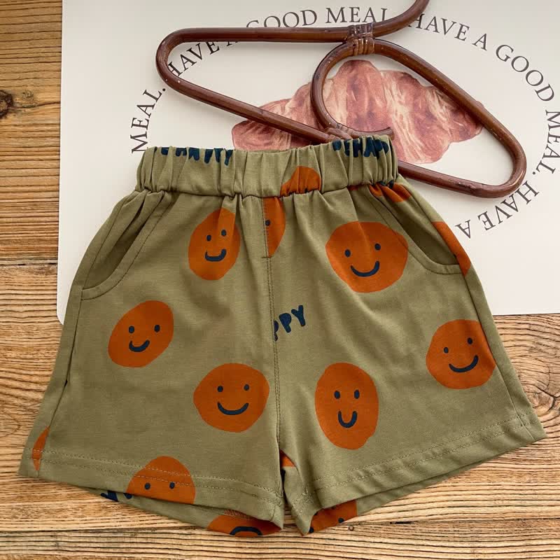 BE HAPPY Baby Toddler Smiley Tee and Shorts Set