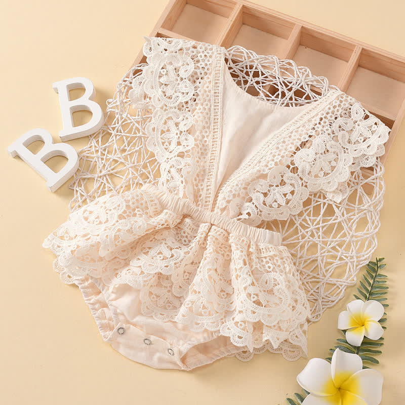 Baby Backless Lace Ruffled Bodysuit