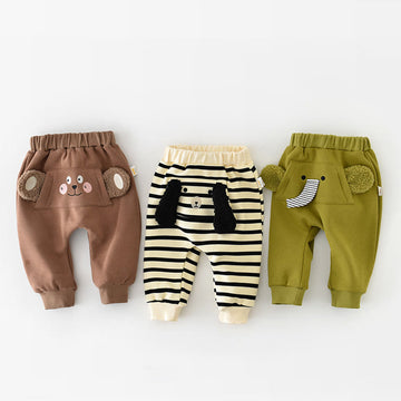 Baby Cartoon Animal Striped Casual Jogger Pants