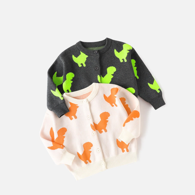Toddler Knitted Cartoon Dinosaur Cardigan