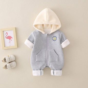 55 Baby Hooded Number Zipper Knitted Romper