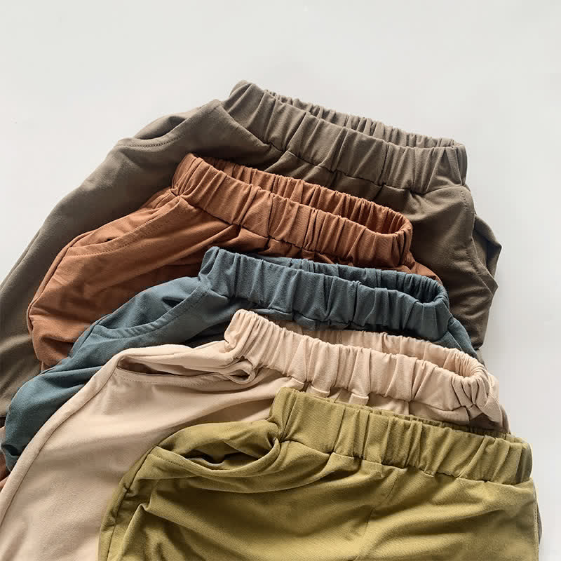 Toddler Boy Retro Solid Color Loose Pants