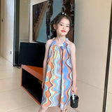 Toddler Girl Halter Neck Oil Painting Dress