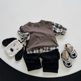 Toddler Plaid Fake 2pcs Sweatshirt
