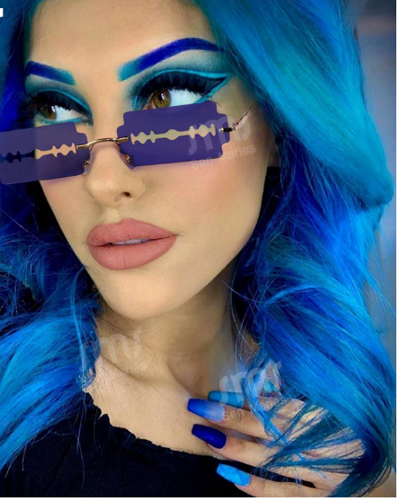 Vintage Razor Blade Design Hollow Steampunk Rimless Square Sunglasses