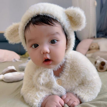 Baby Bear Fuzzy Jumpsuit With Hat