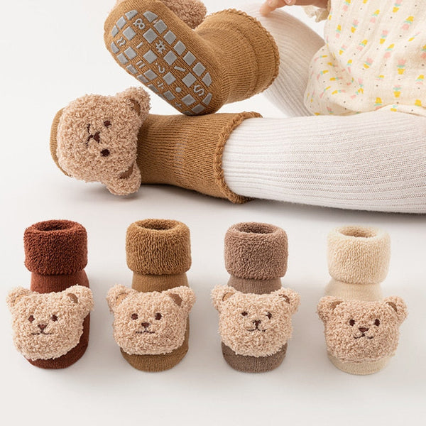 Non-Slip Baby Sock Shoes - Fluffy Bear