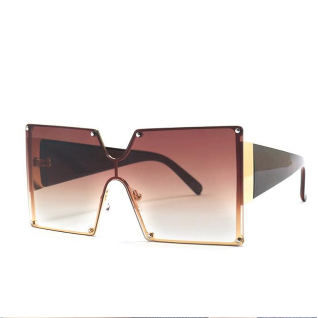 Vintage Gradient Resin Lens Oversized Square Sunglasses