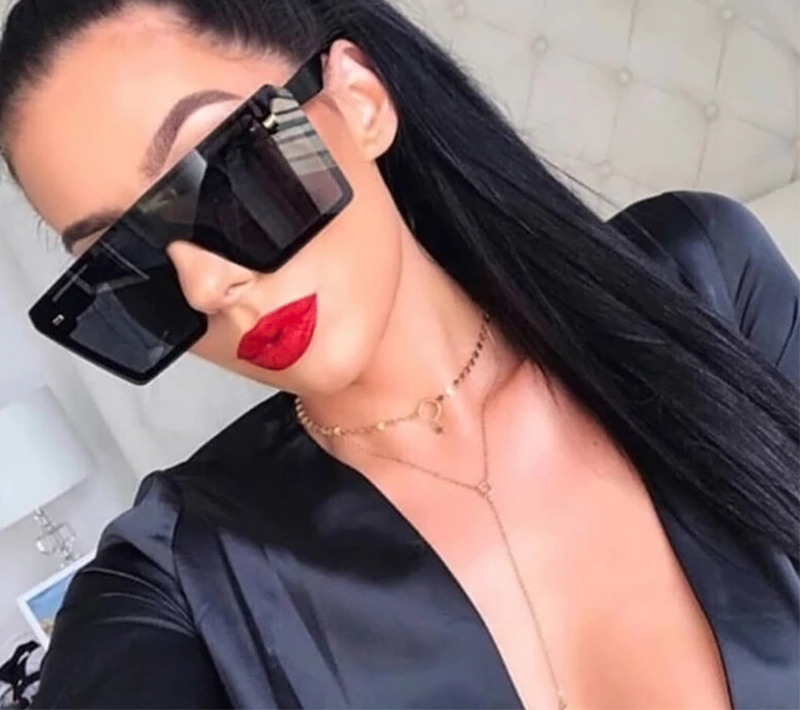 Flat Top Retro Gradient Big Frame Vintage Square Sunglasses