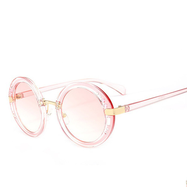 Round Oversized Mirror Diamond Edging Retro Sunglasses