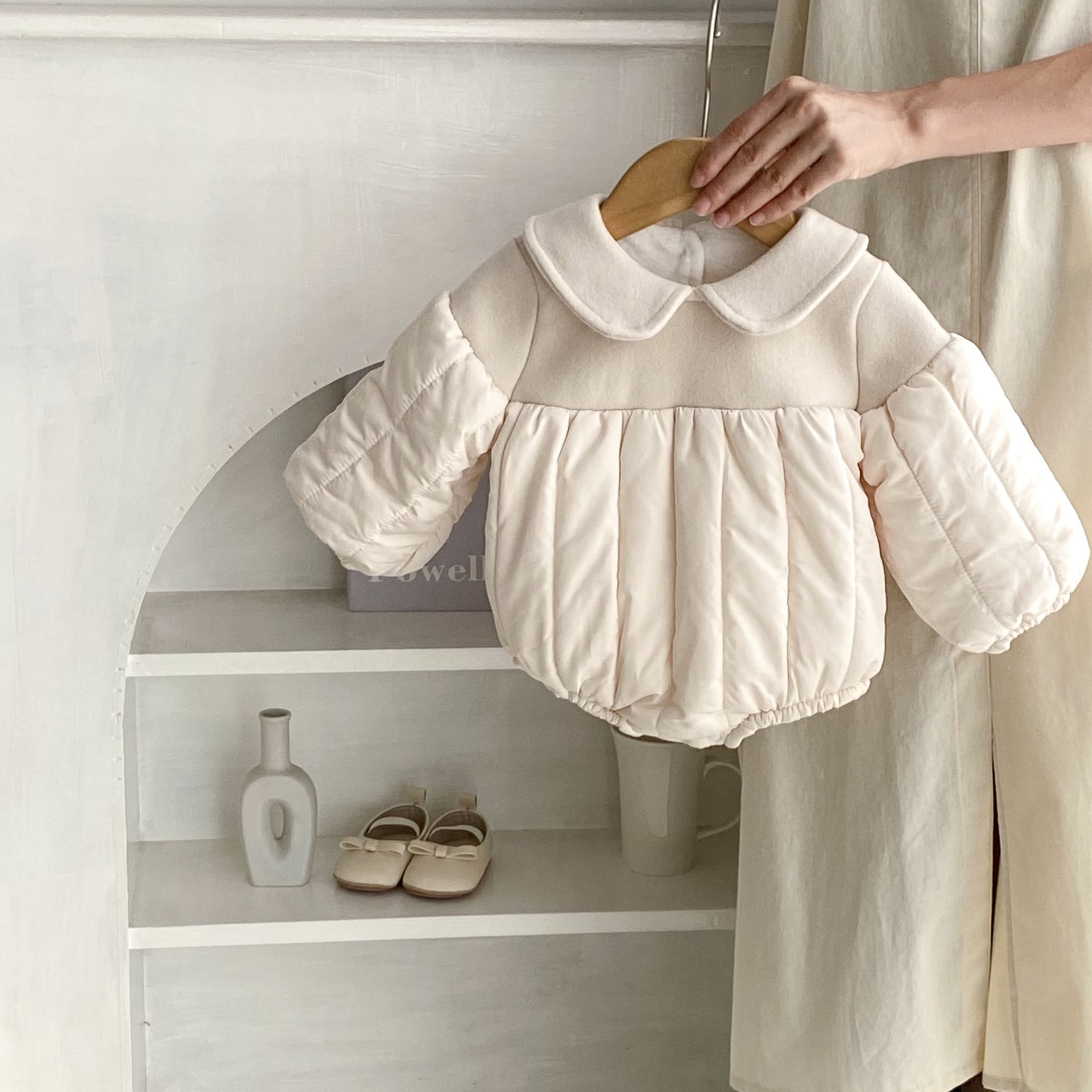 Baby Puff Sleeves Polo Quilted Bodysuit