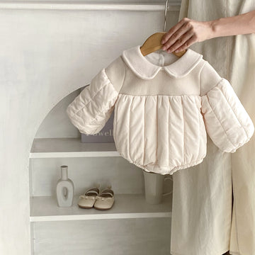Baby Puff Sleeves Polo Quilted Bodysuit