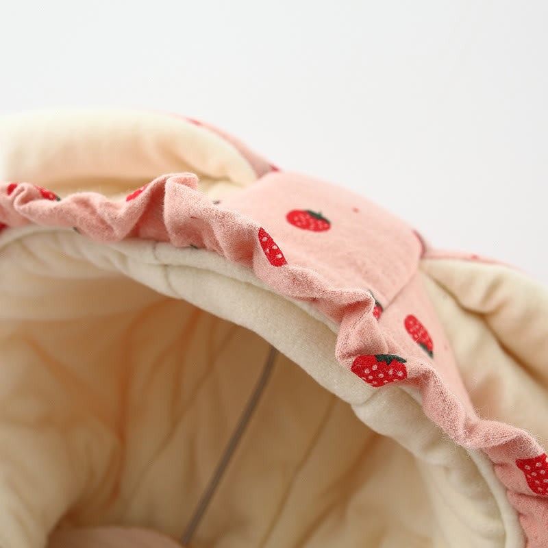 Baby Toddler Ears Strawberry Quilted Coat with Bag