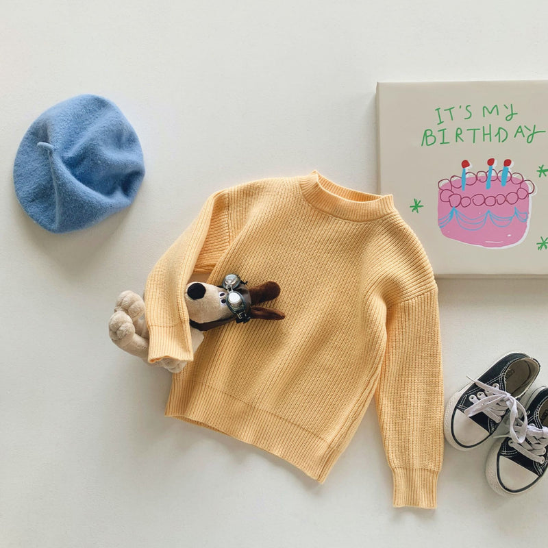 Toddler Solid Color Thin Ribbed Sweater