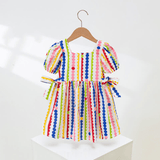 Toddler Colorful Dot Square Neck Dress