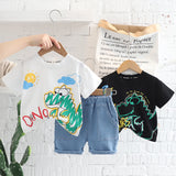 DINO Baby Toddler Tee and Denim Shorts Set