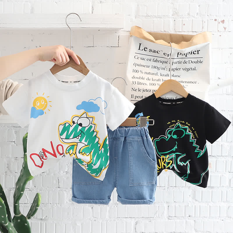 DINO Baby Toddler Tee and Denim Shorts Set