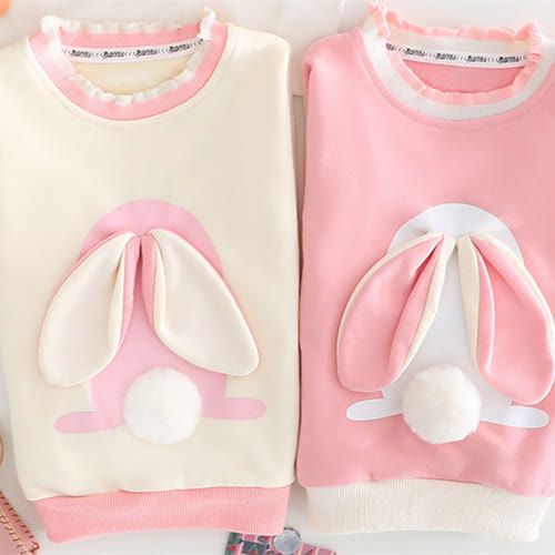Toddler Girl Lovely Bunny 3D Ears Tail 2 Pieces Set