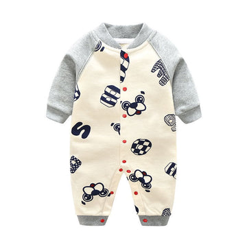 Baby Dog Football Contrast Sleeves Romper