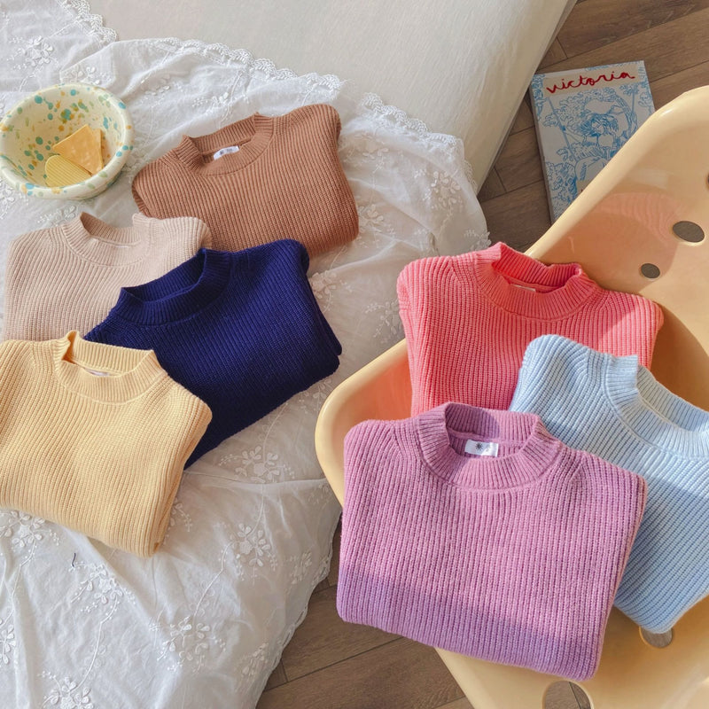 Toddler Solid Color Thin Ribbed Sweater