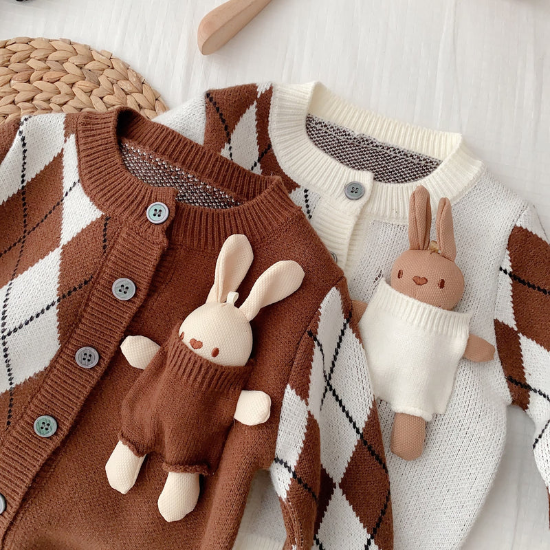 Toddler Diamond Pocket Bunny Color Block Cardigan