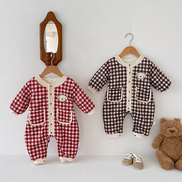 Baby Quilted Dog Patch Plaid Romper