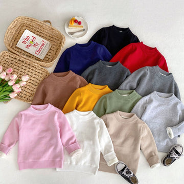 Toddler Solid Color Fleece Lined High Collar Sweater