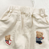 Toddler Embroidered Bear Dog Casual Pants