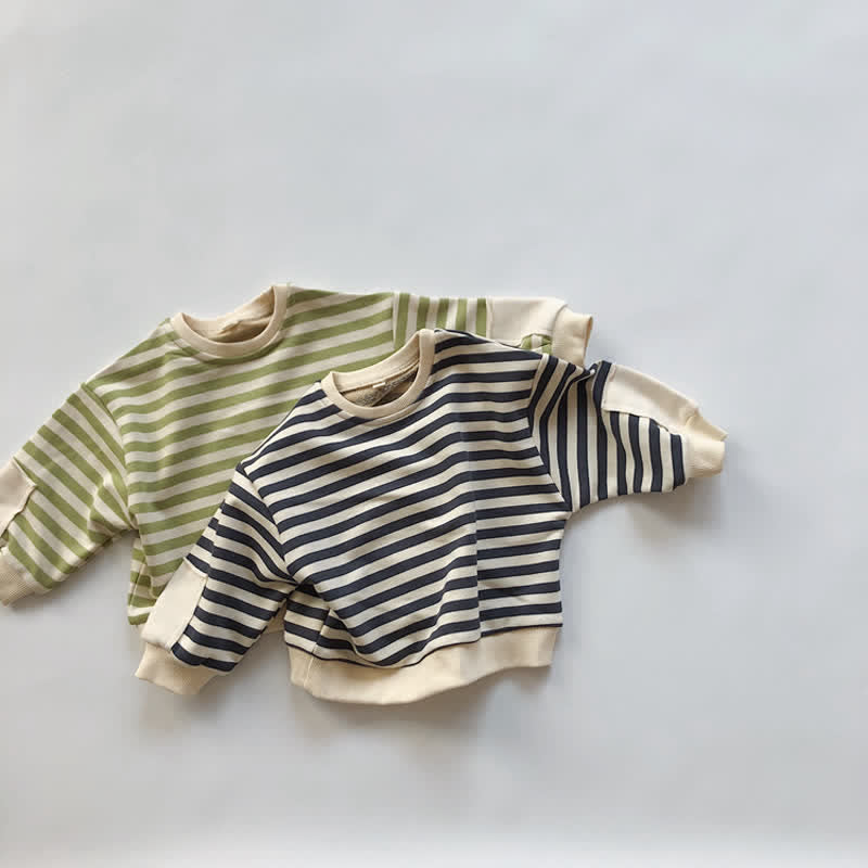 Toddler Boy Striped Crew Neck Casual Sweatshirt