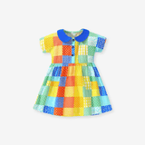 Toddler Girl Colorful Lapel Collar Dress