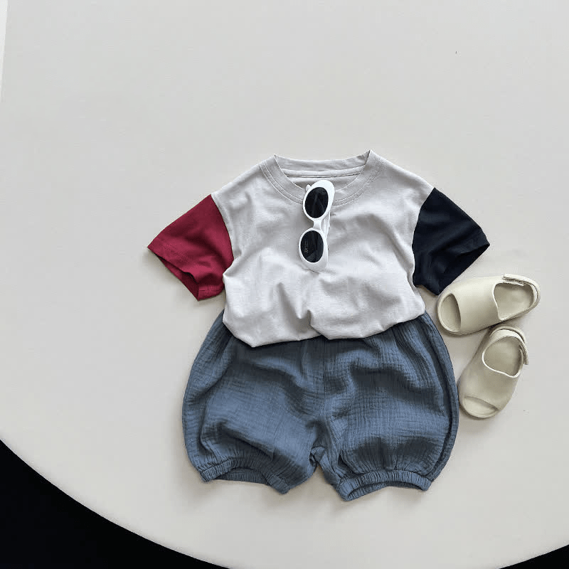 Toddler Boy Contrast Sleeve Loose Tee