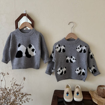 Toddler Lazy Panda Grey Cute Knitted Sweater